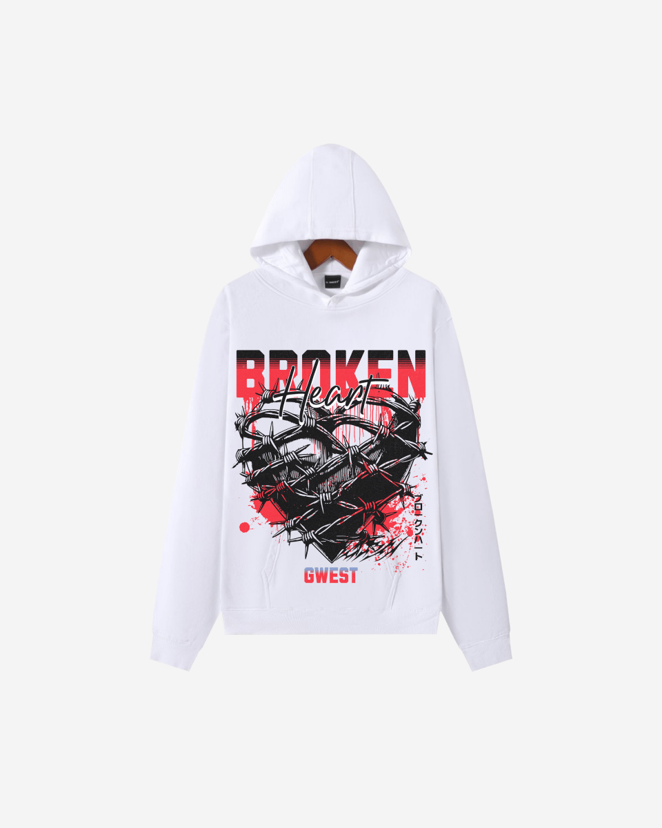 G West Rhinestone Broken Heart Men's Hoodie - G West