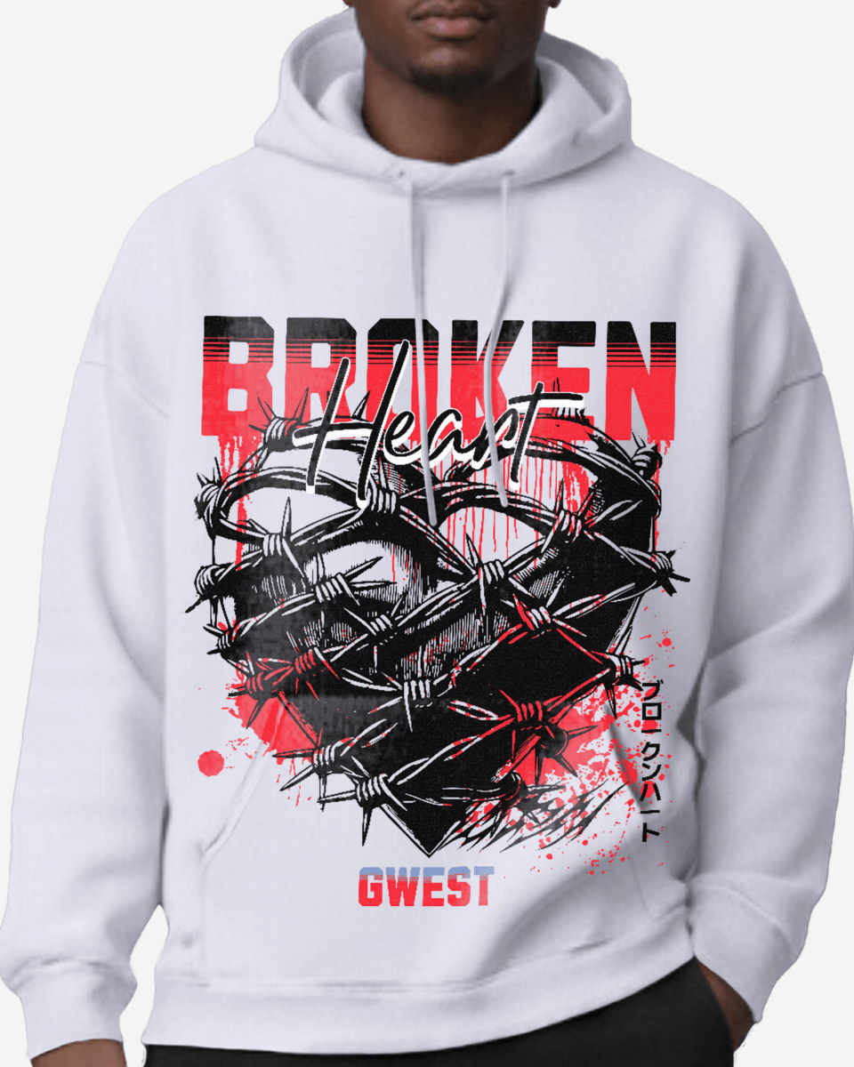 G West Rhinestone Broken Heart Men's Hoodie - G West