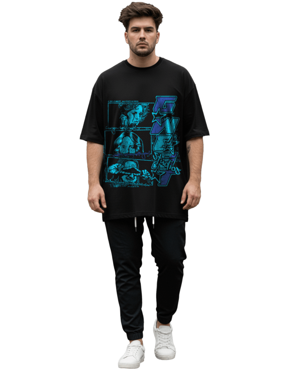G West Rhinestone Can You Help Me Oversized Tee Mens - G West