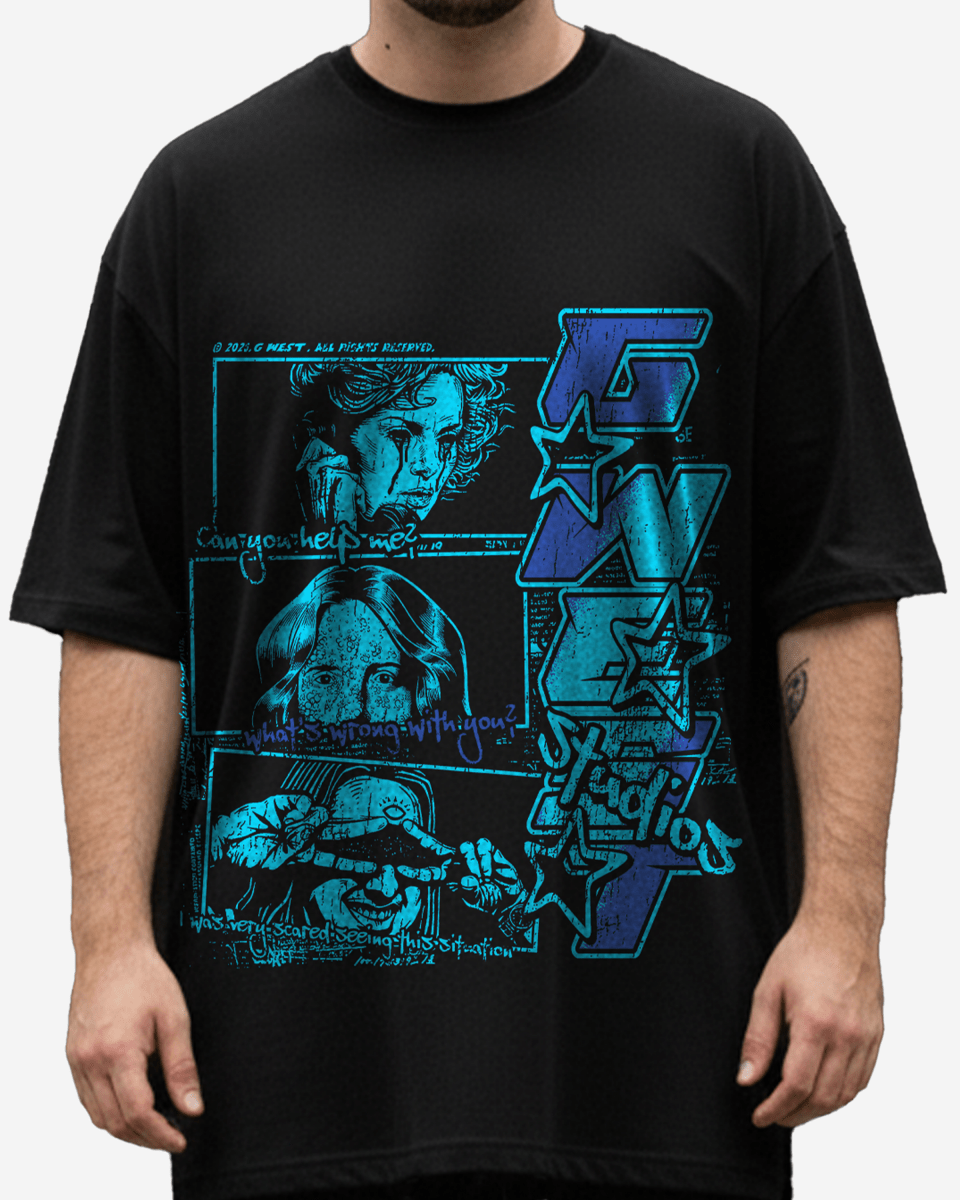 G West Rhinestone Can You Help Me Oversized Tee - G West