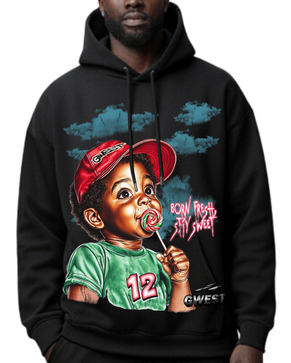G West Rhinestone Candy Kid Oversized Men's Hoodie - G West