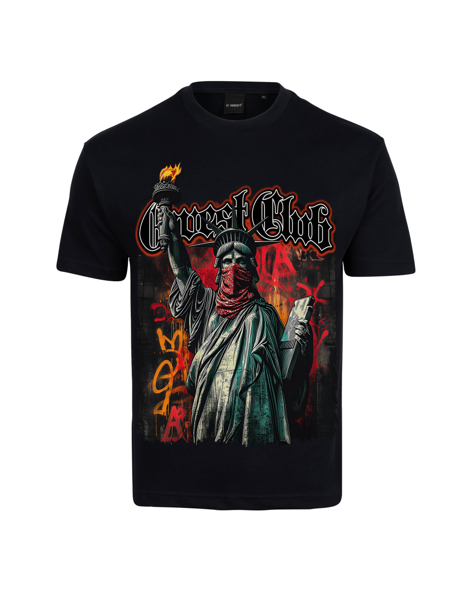 G West Rhinestone Freedom Unmasked Oversized Men's T-Shirt - G West