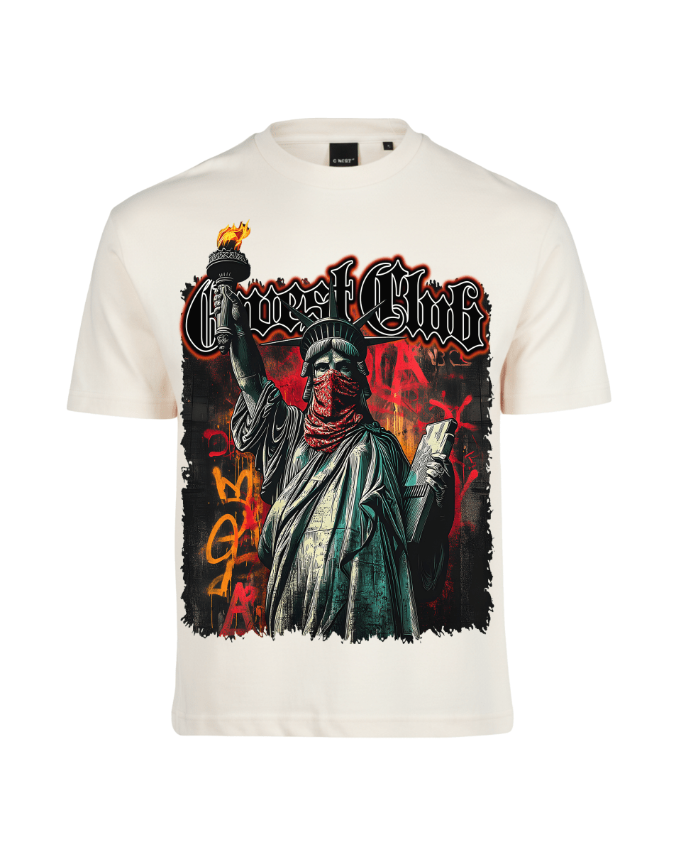 G West Rhinestone Freedom Unmasked Oversized Men's T-Shirt - G West
