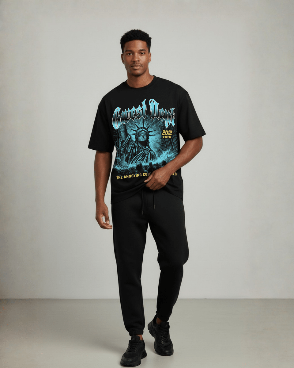 G West Rhinestone Freedom's Eclips Oversized Men's T-Shirt - G West