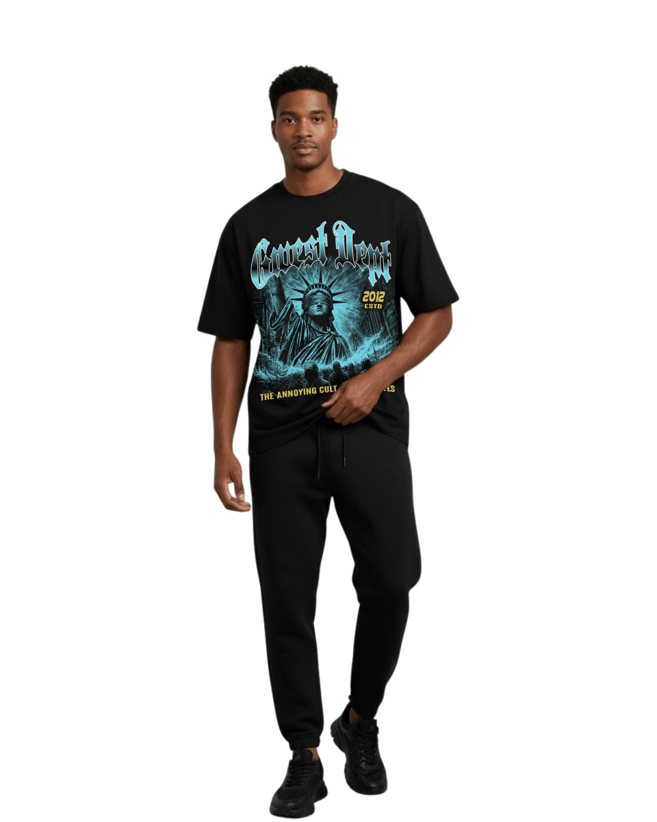 G West Rhinestone Freedom's Eclips Oversized Men's T-Shirt - G West