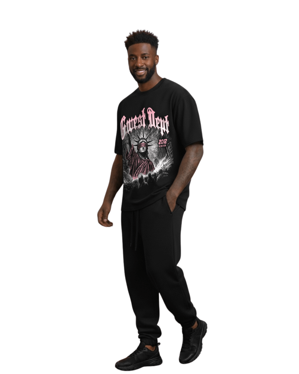 G West Rhinestone Freedom's Eclips Oversized Men's T-Shirt - G West