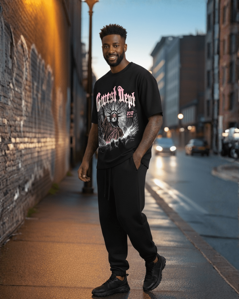 G West Rhinestone Freedom's Eclips Oversized Men's T-Shirt - G West