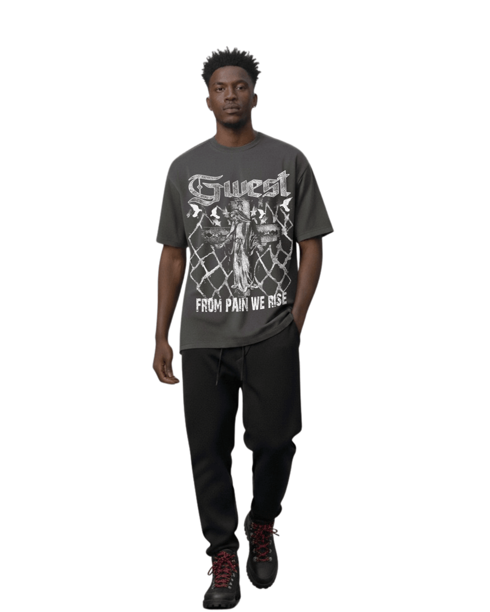 G West Rhinestone From Pain We Rise Oversized Men's T-Shirt - G West
