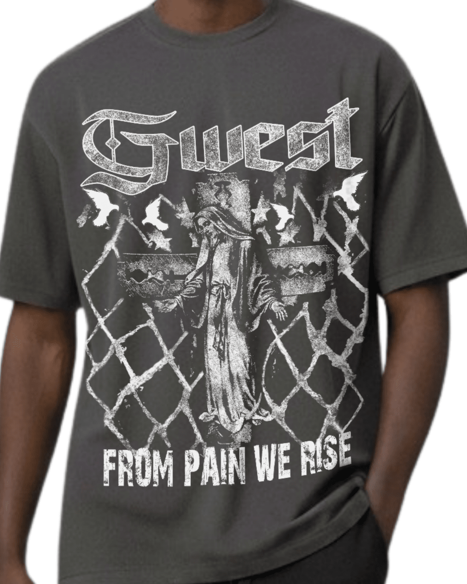 G West Rhinestone From Pain We Rise Oversized Men's T-Shirt - G West