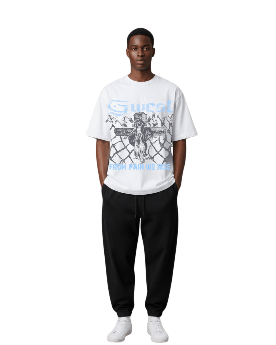 G West Rhinestone From Pain We Rise Oversized Men's T-Shirt - G West