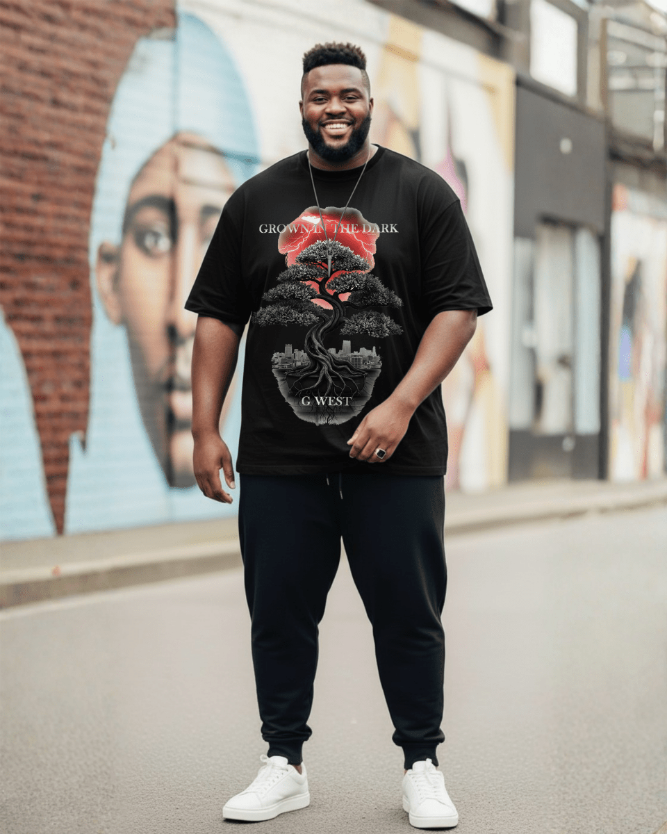 G West Rhinestone Grown In The Dark Big And Tall Oversized T-Shirt - G West