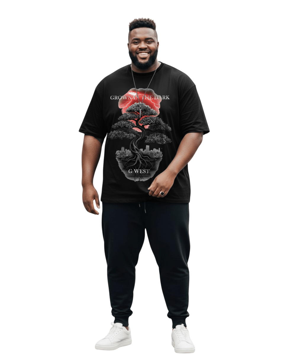 G West Rhinestone Grown In The Dark Big And Tall Oversized T-Shirt - G West
