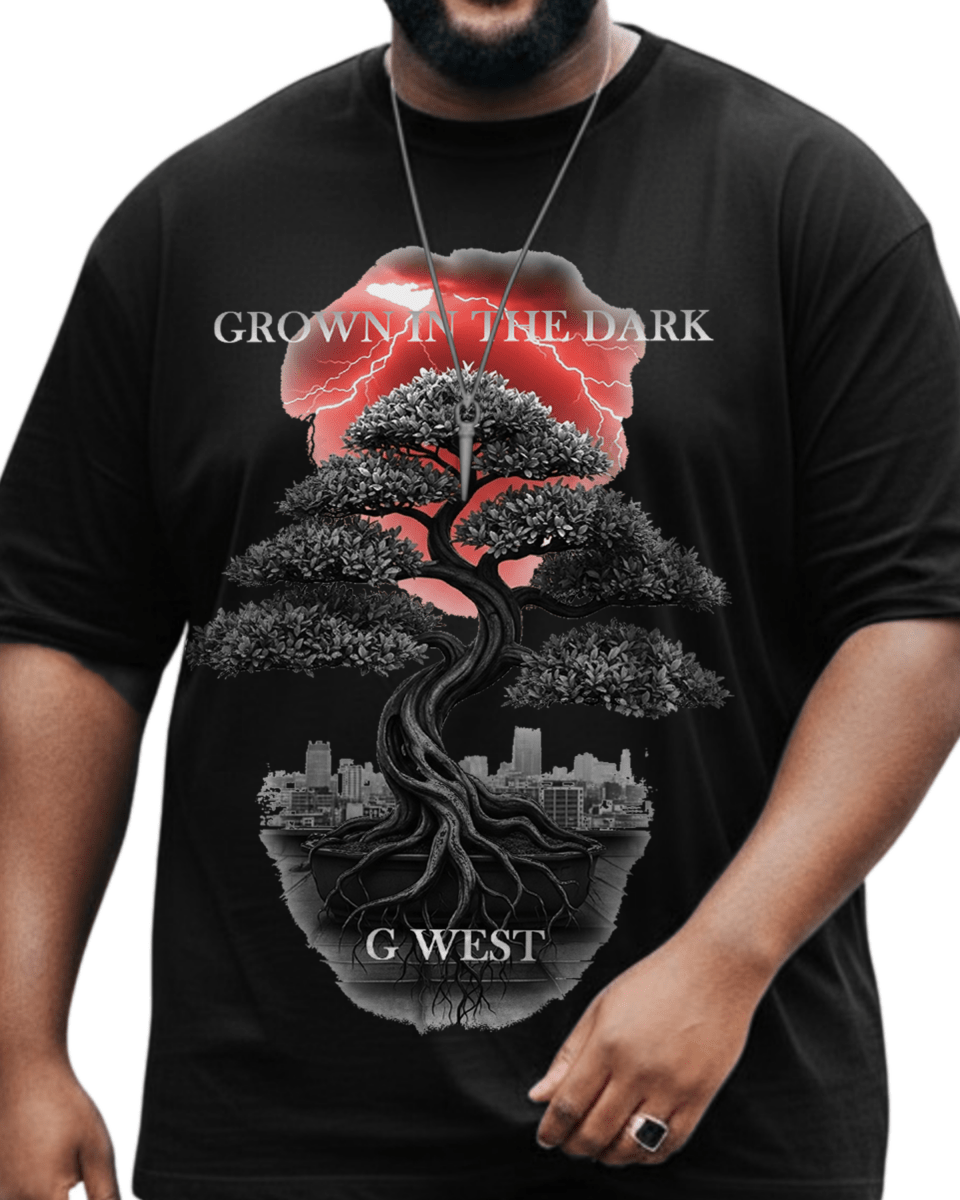 G West Rhinestone Grown In The Dark Big And Tall Oversized T-Shirt - G West