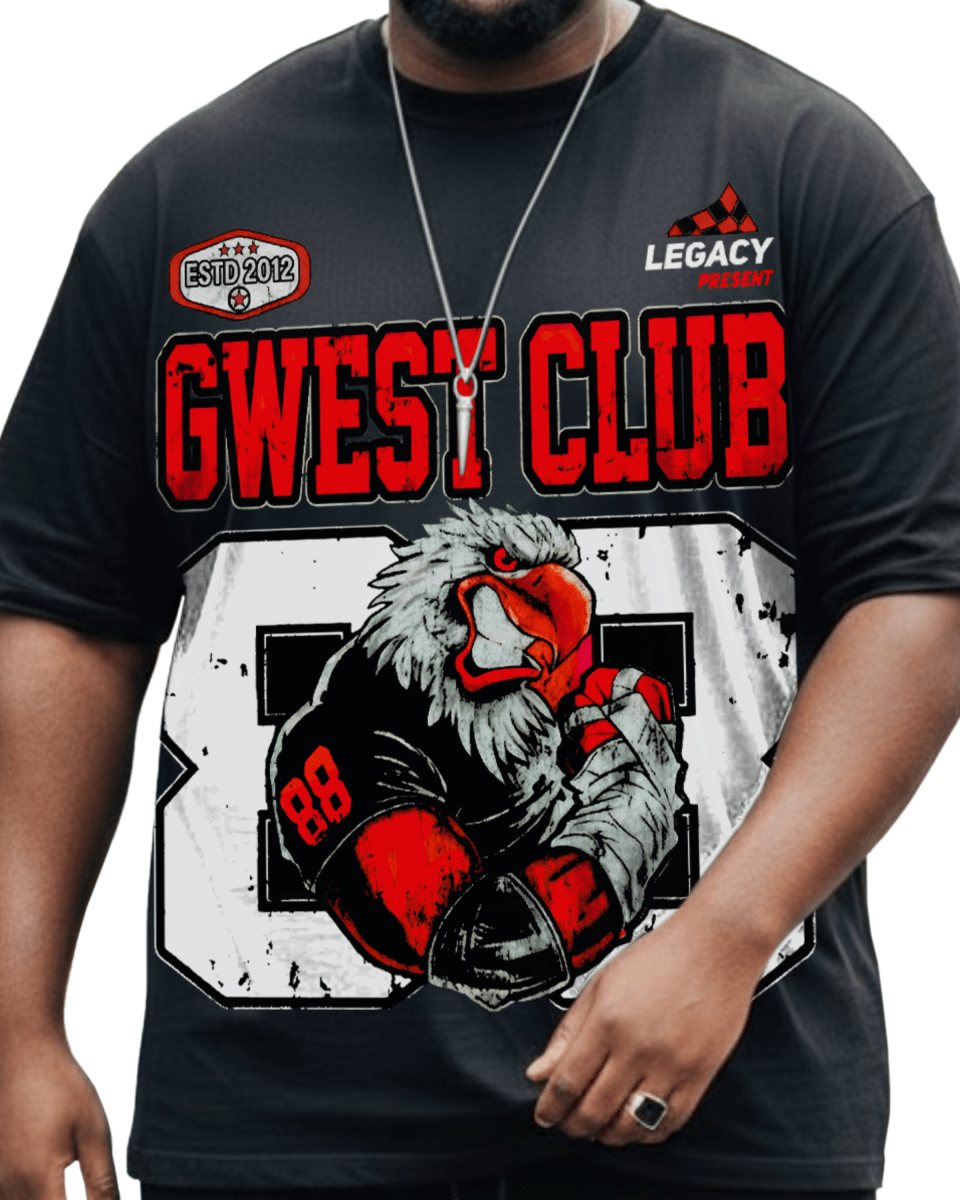 G West Rhinestone Hawk Squad 88 Men's Big And Tall T-Shirt - G West