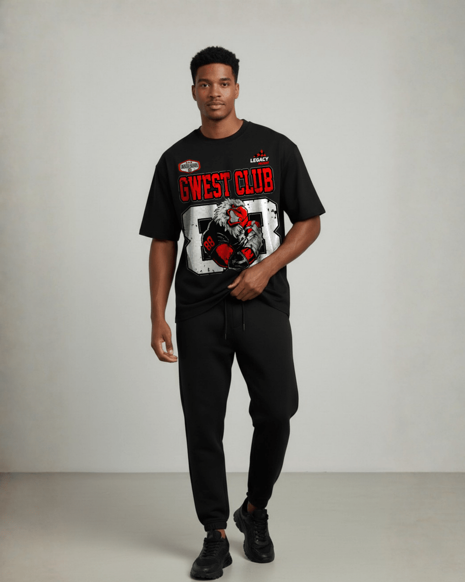 G West Rhinestone Hawk Squad 88 Oversized Men's T-Shirt - G West