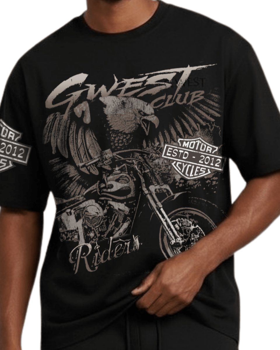 G West Rhinestone Hawkrider Oversized Men's T-Shirt - G West