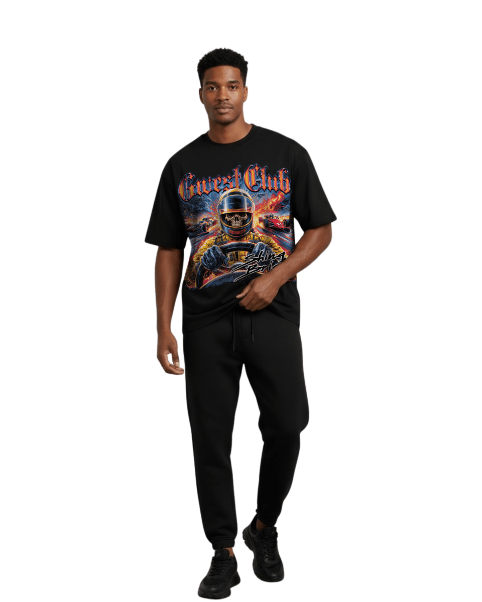 G West Rhinestone Hellspeed Driver Oversized Men's T-Shirt - G West