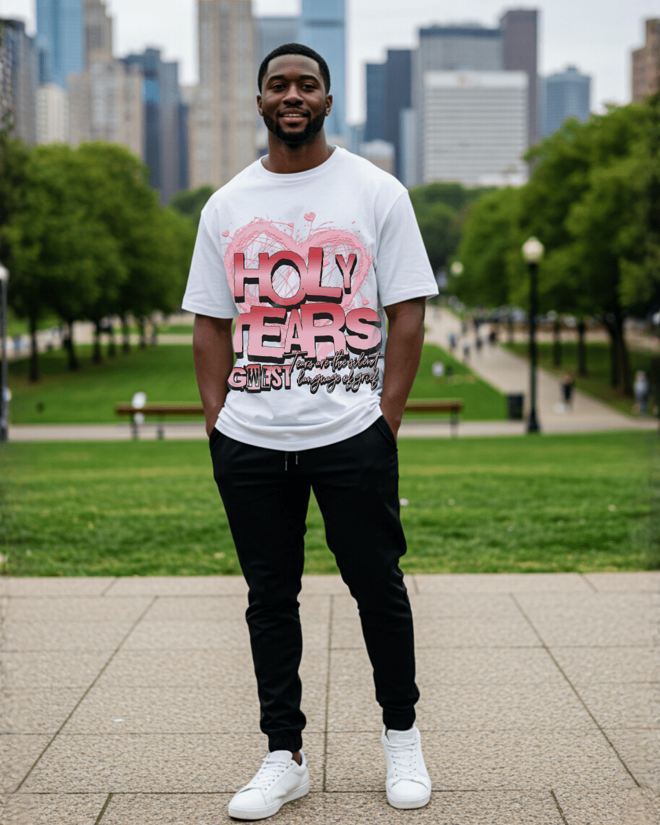 G West Rhinestone Holy Tears Men's Oversized T-Shirt - G West