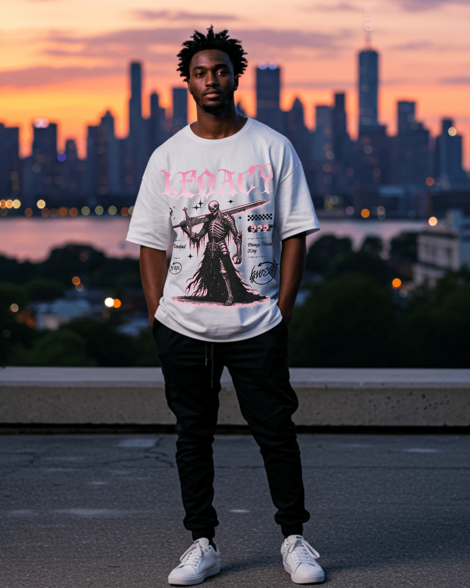 G West Rhinestone Metal Undead Men's Oversized T-Shirt - G West