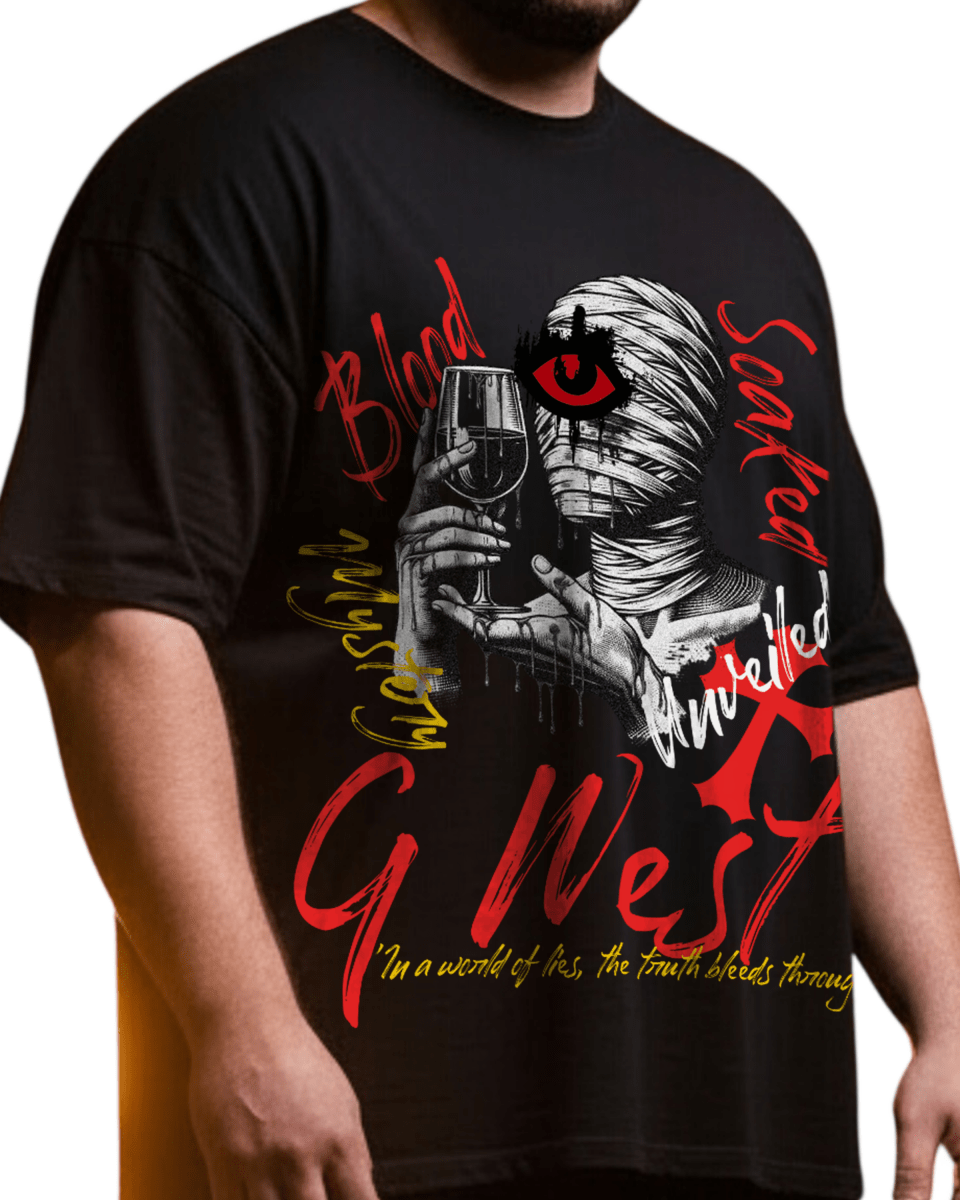 G West Rhinestone Mystery Unveiled Big And Tall Oversized T-Shirt - G West