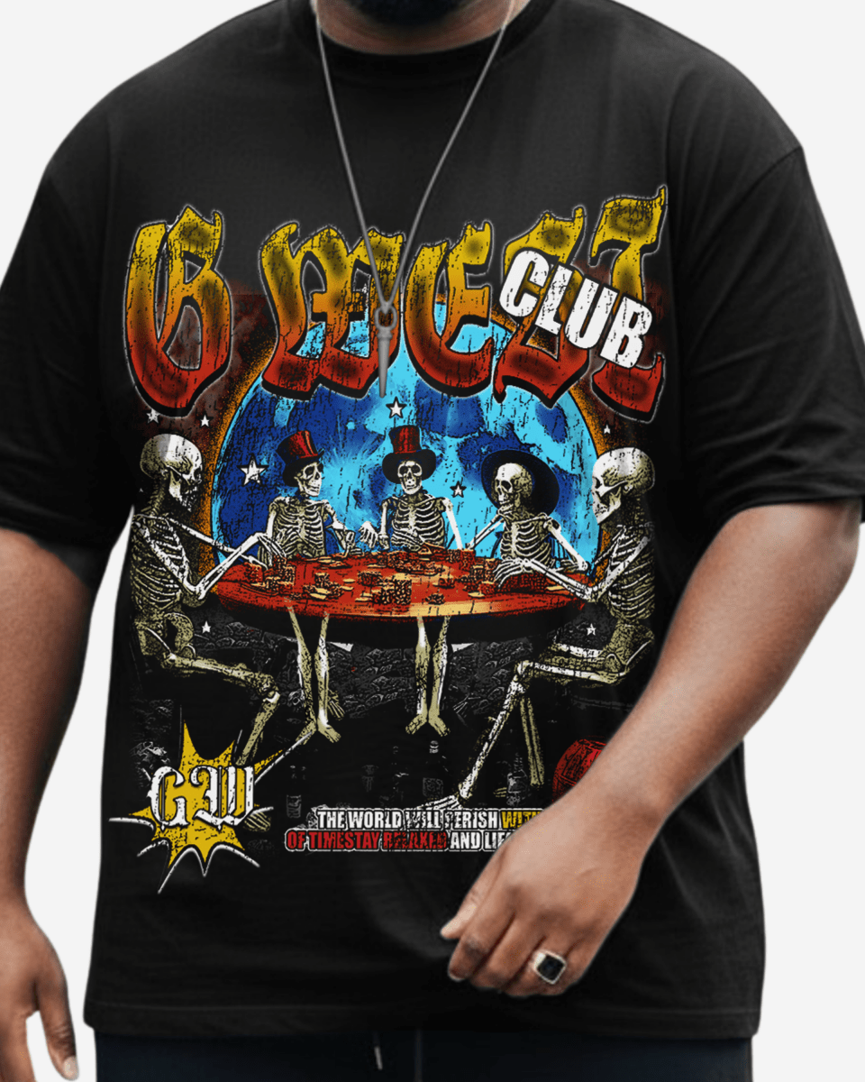 G West Rhinestone No Flesh, No Bluff Big And Tall Oversized T-Shirt - G West