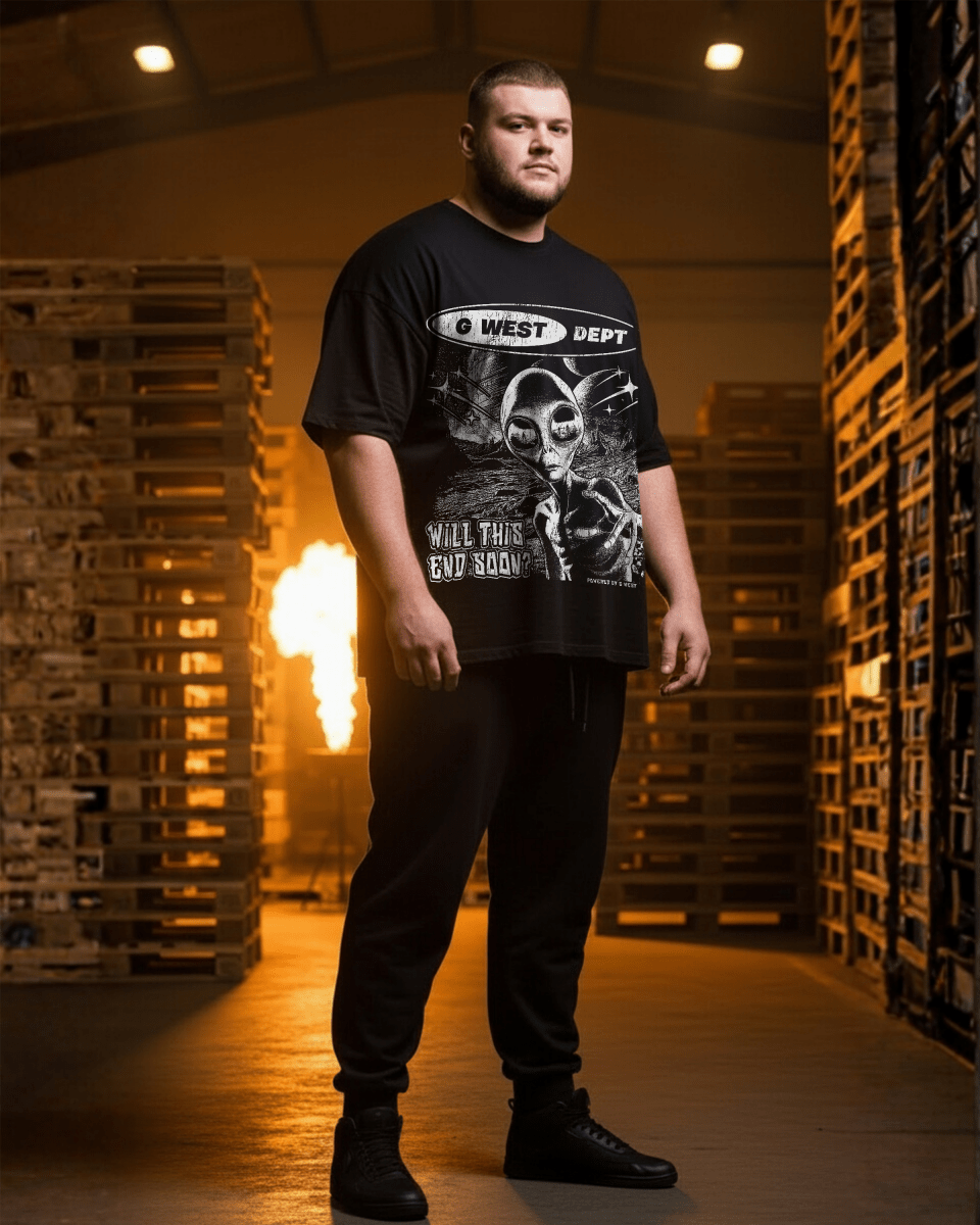 G West Rhinestone Not My Earth Big And Tall Oversized T-Shirt - G West