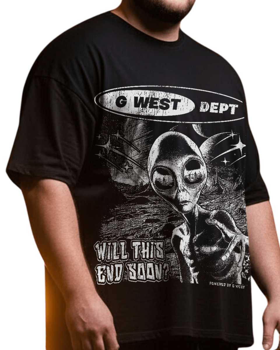 G West Rhinestone Not My Earth Big And Tall Oversized T-Shirt - G West