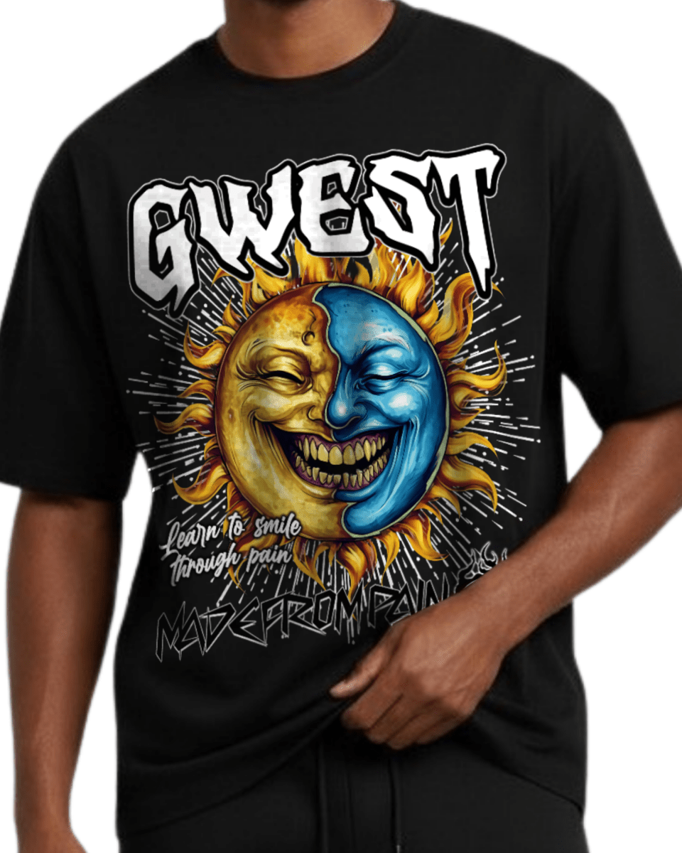 G West Rhinestone Pain & Peace Oversized Men's T-Shirt - G West