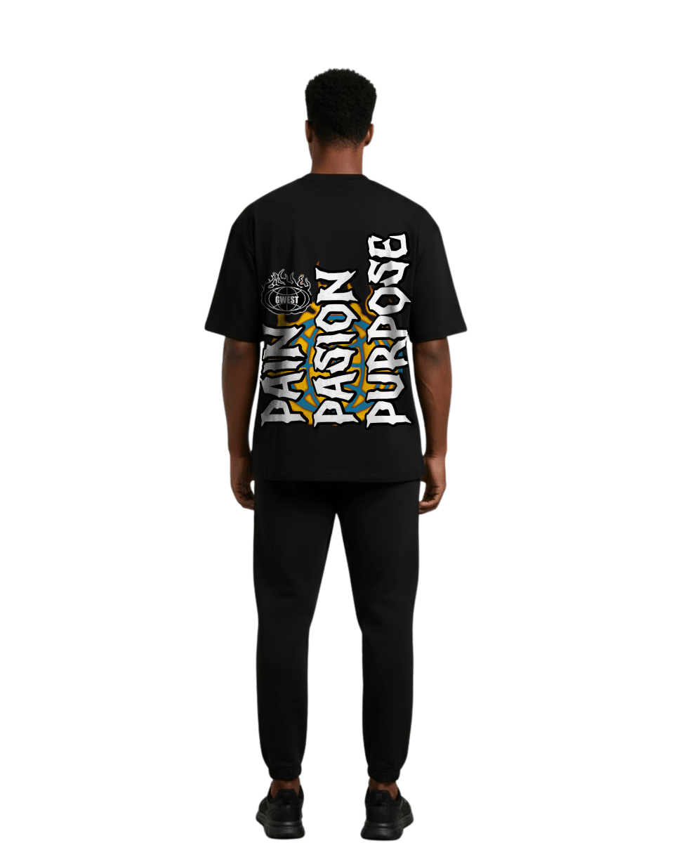 G West Rhinestone Pain & Peace Oversized Men's T-Shirt - G West