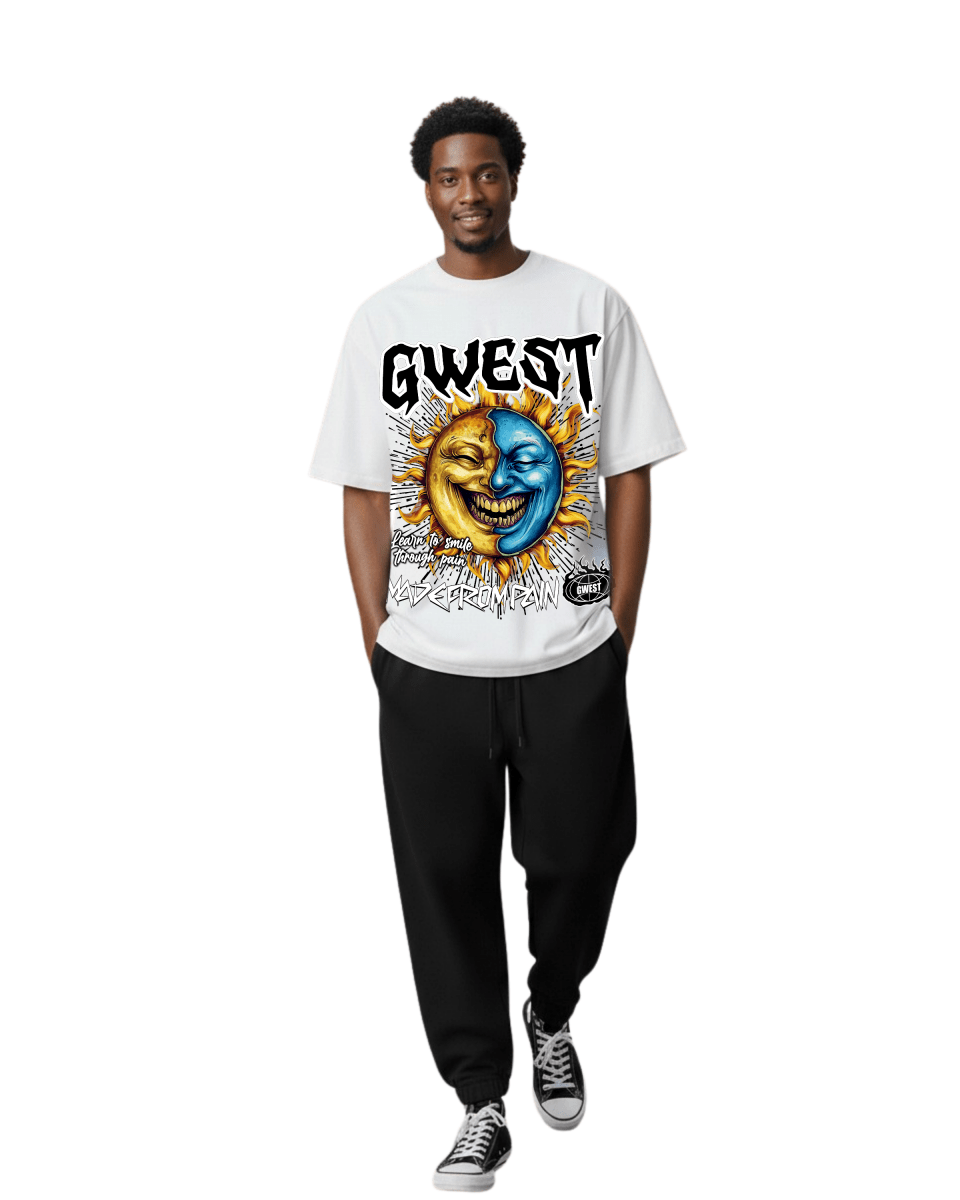 G West Rhinestone Pain & Peace Oversized Men's T-Shirt - G West