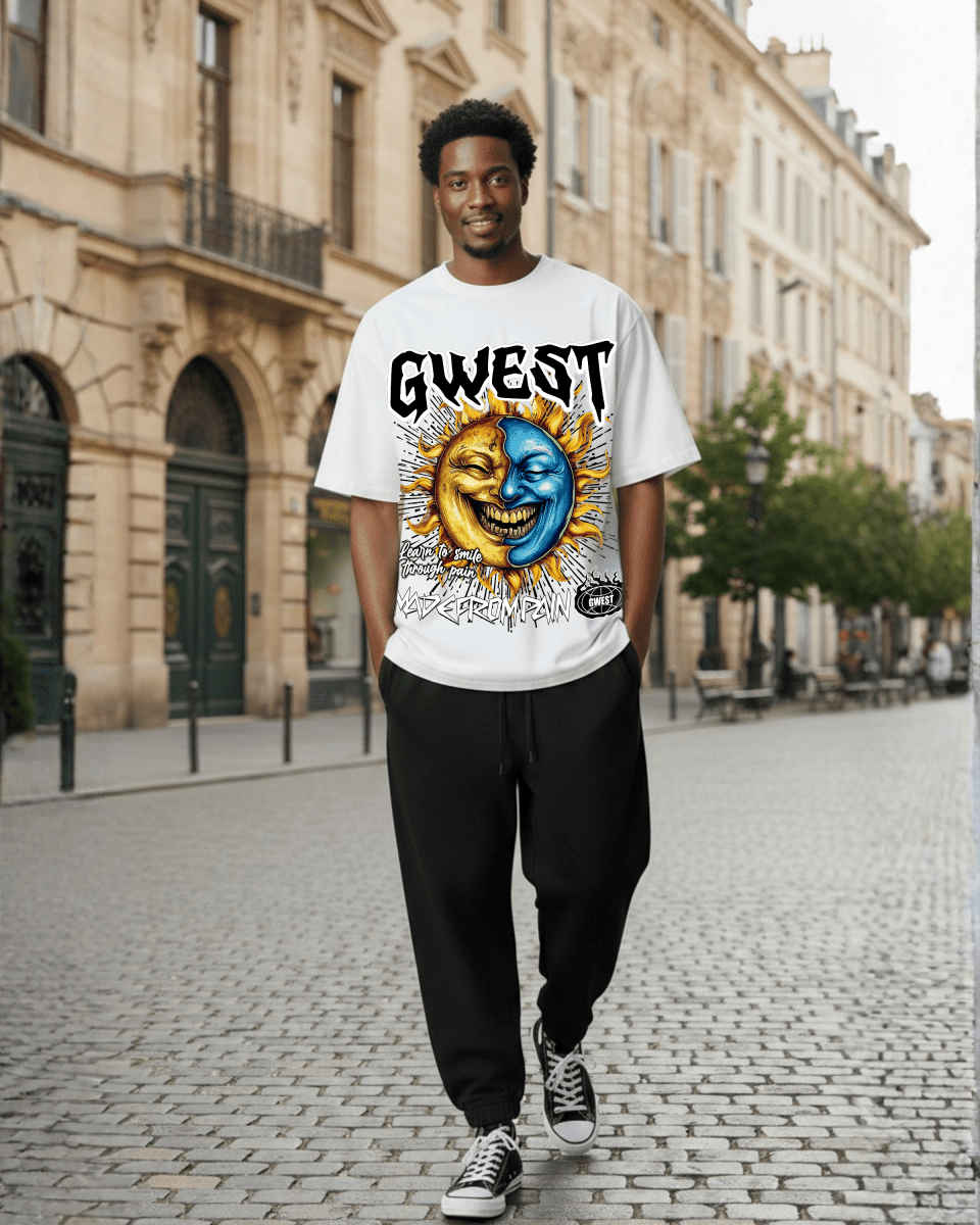 G West Rhinestone Pain & Peace Oversized Men's T-Shirt - G West