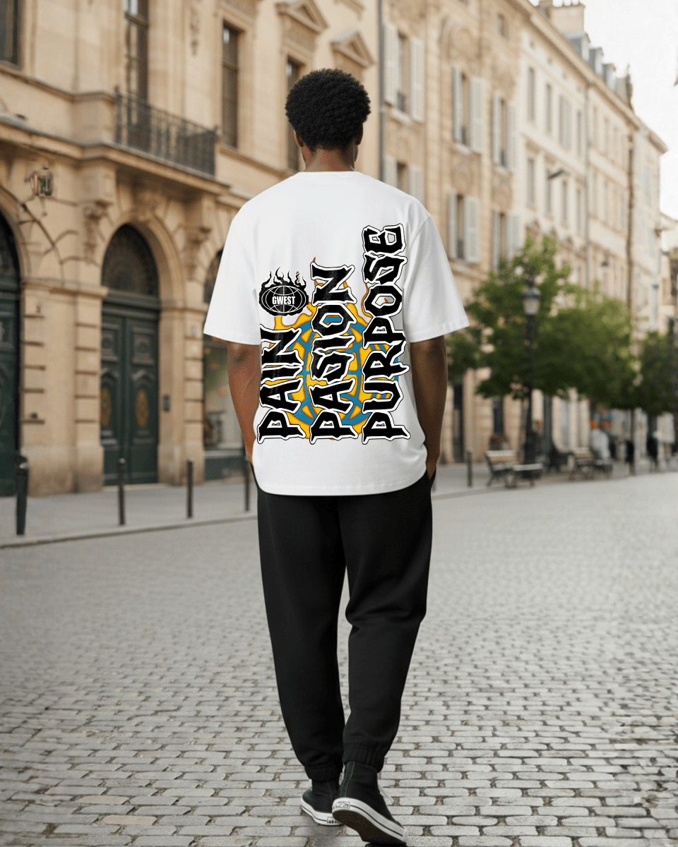 G West Rhinestone Pain & Peace Oversized Men's T-Shirt - G West