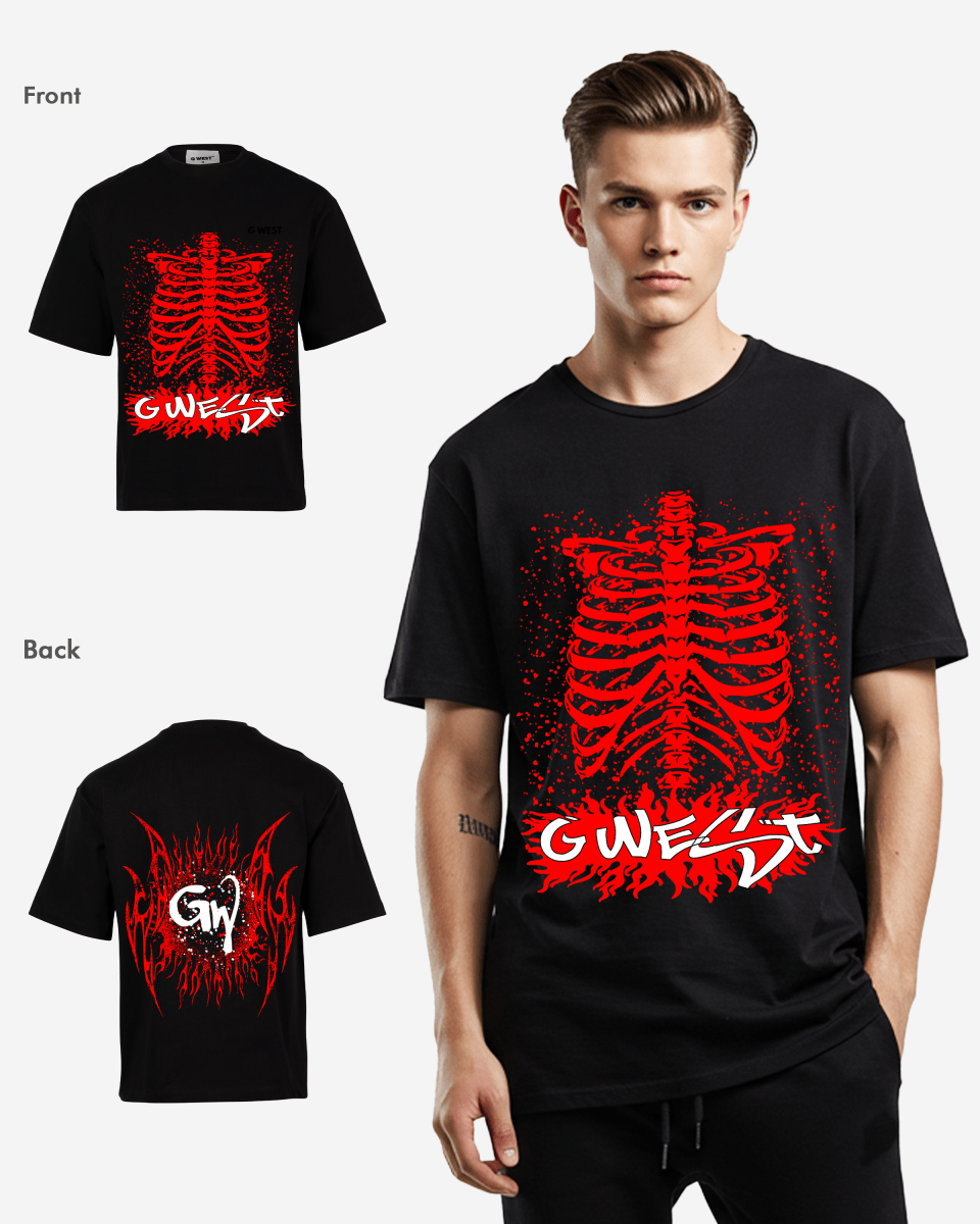 G West Rhinestone Skeleton Body Oversized Tee - G West