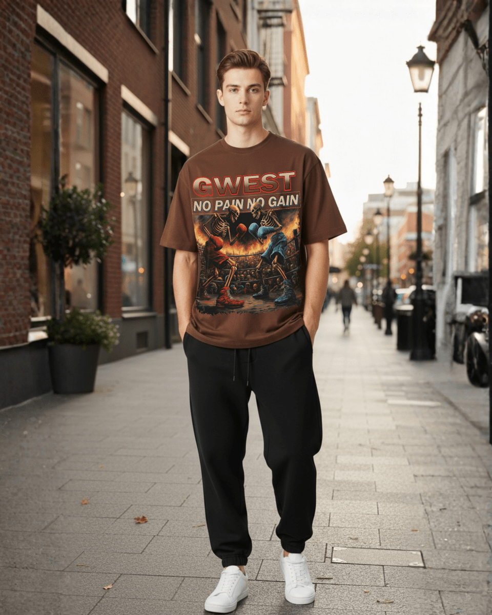 G West Rhinestone Skeleton Showdown Oversized Men's T-Shirt - G West