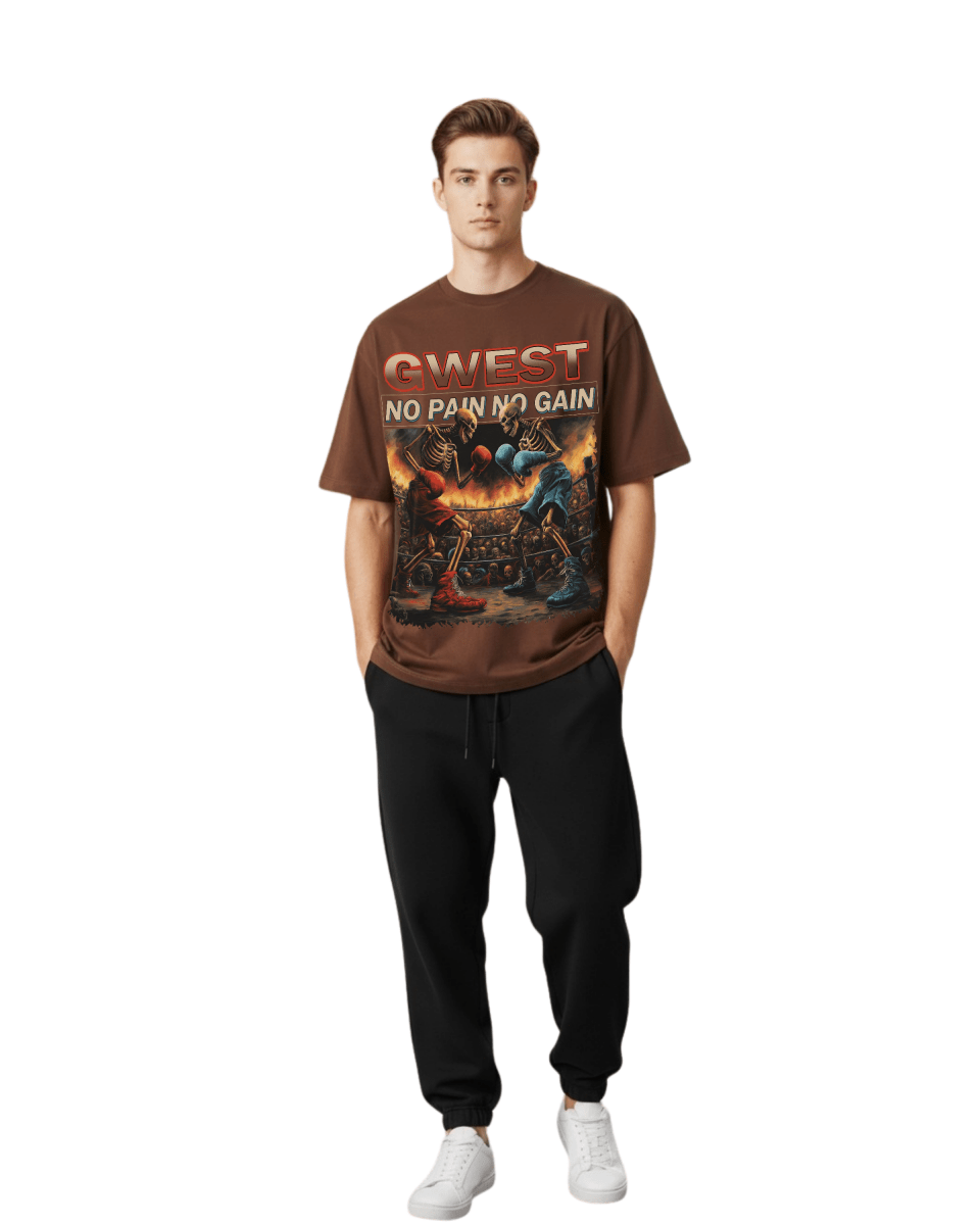 G West Rhinestone Skeleton Showdown Oversized Men's T-Shirt - G West
