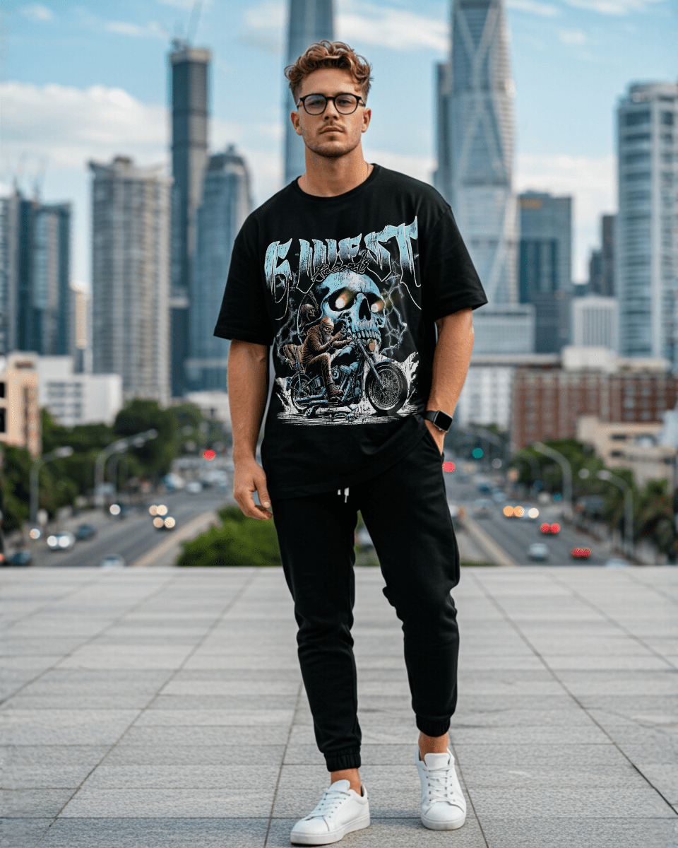 G West Rhinestone Soul Rider Men's Oversized T-Shirt - G West