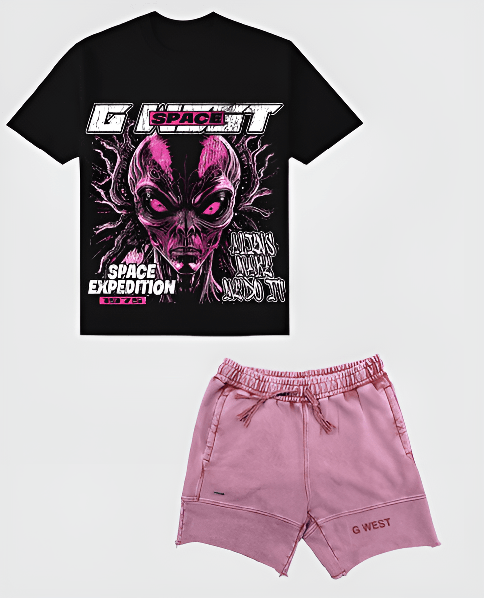 G West Rhinestone Space Expedition Oversized Tee & Short Set - G West