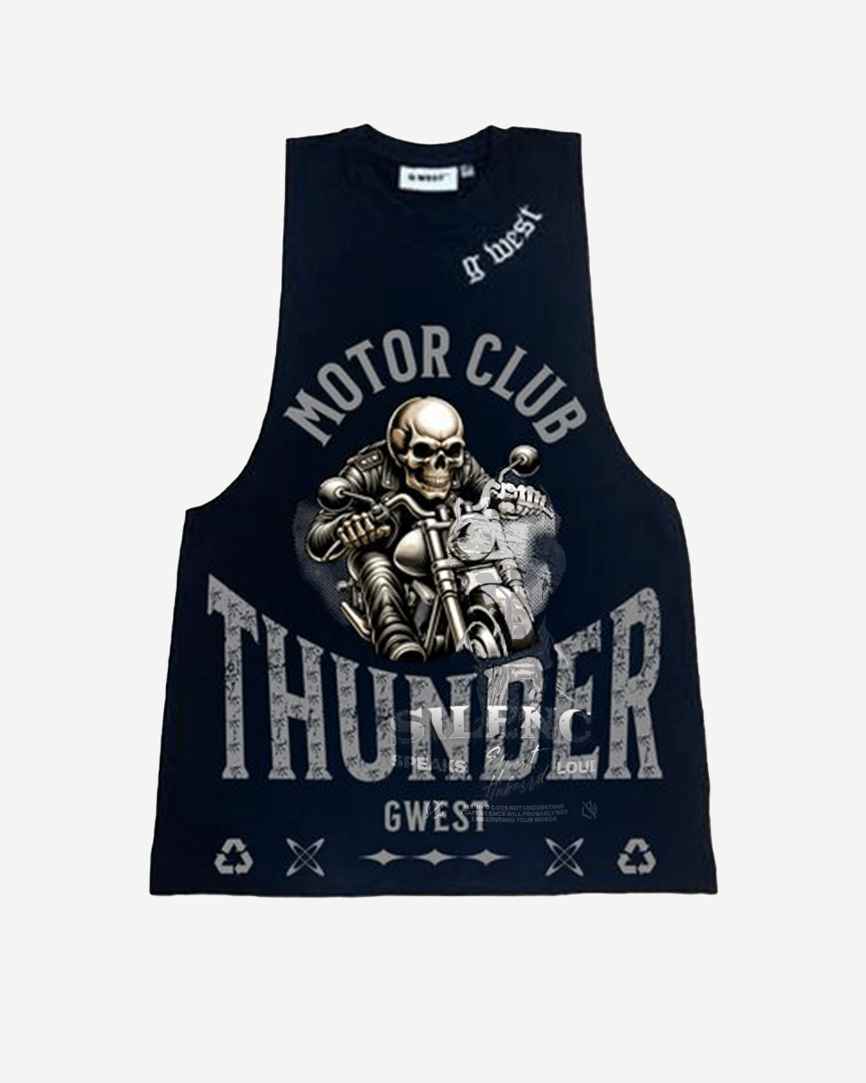 G WEST RHINESTONE THUNDER MOTOR CLUB MENS TANKS - G West