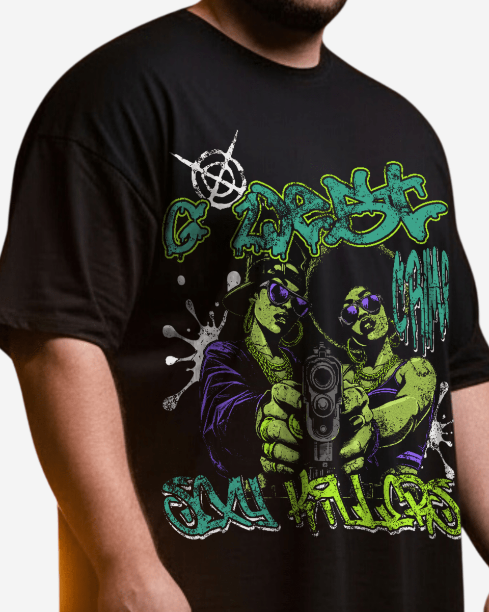 G West Rhinestone Trigger Twins Big And Tall Oversized T-Shirt - G West