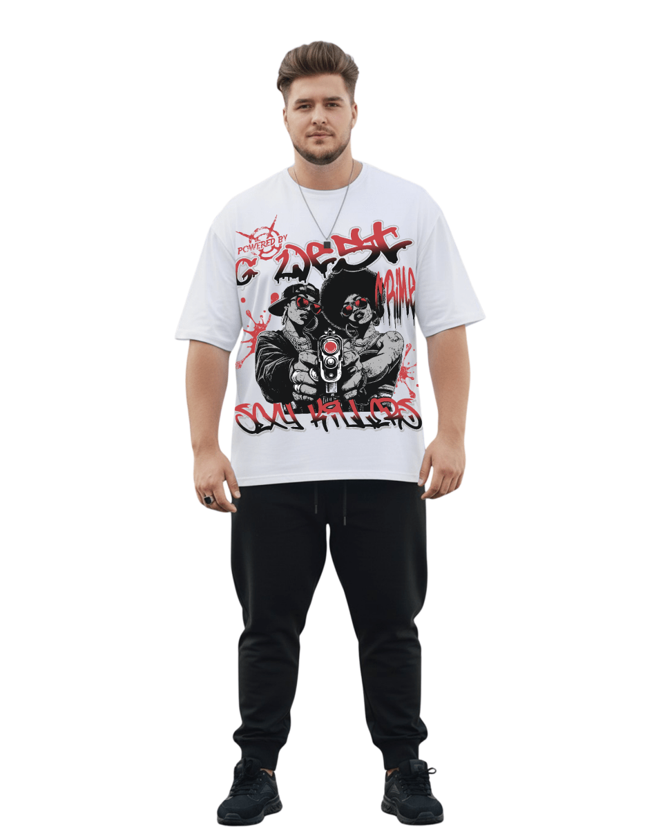 G West Rhinestone Trigger Twins Big And Tall Oversized T-Shirt - G West