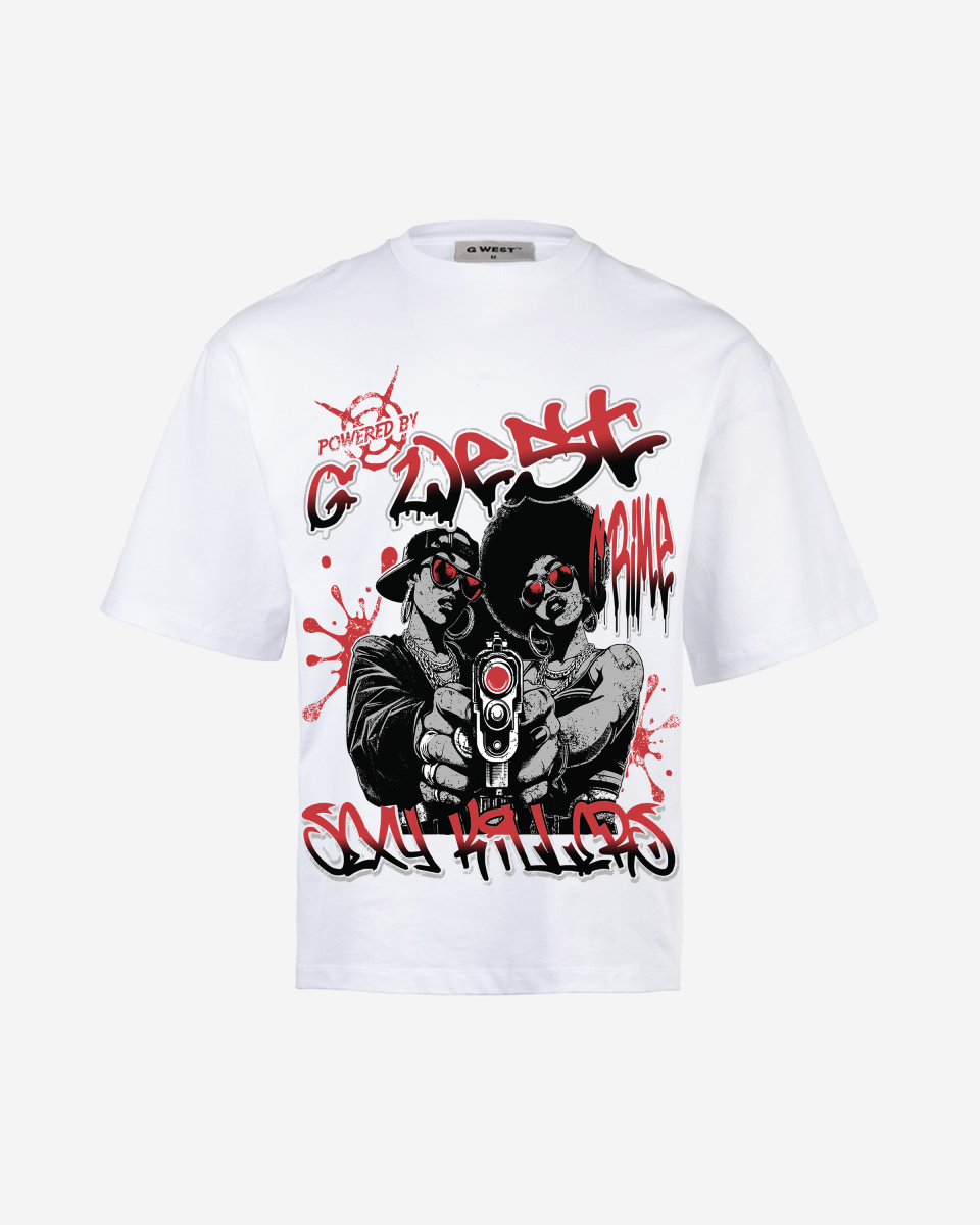 G West Rhinestone Trigger Twins Big And Tall Oversized T-Shirt - G West