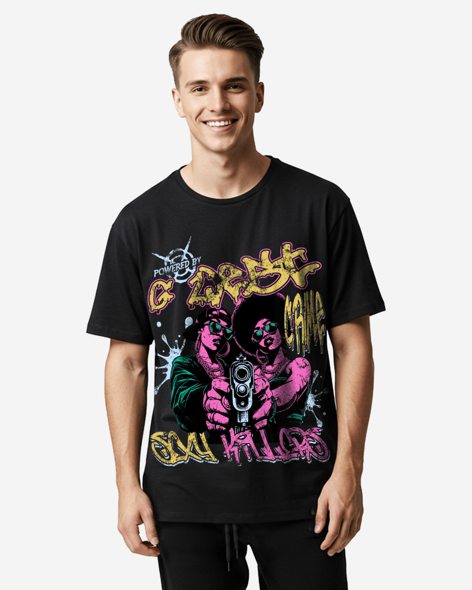 G West Rhinestone Trigger Twins Oversized Tee - G West