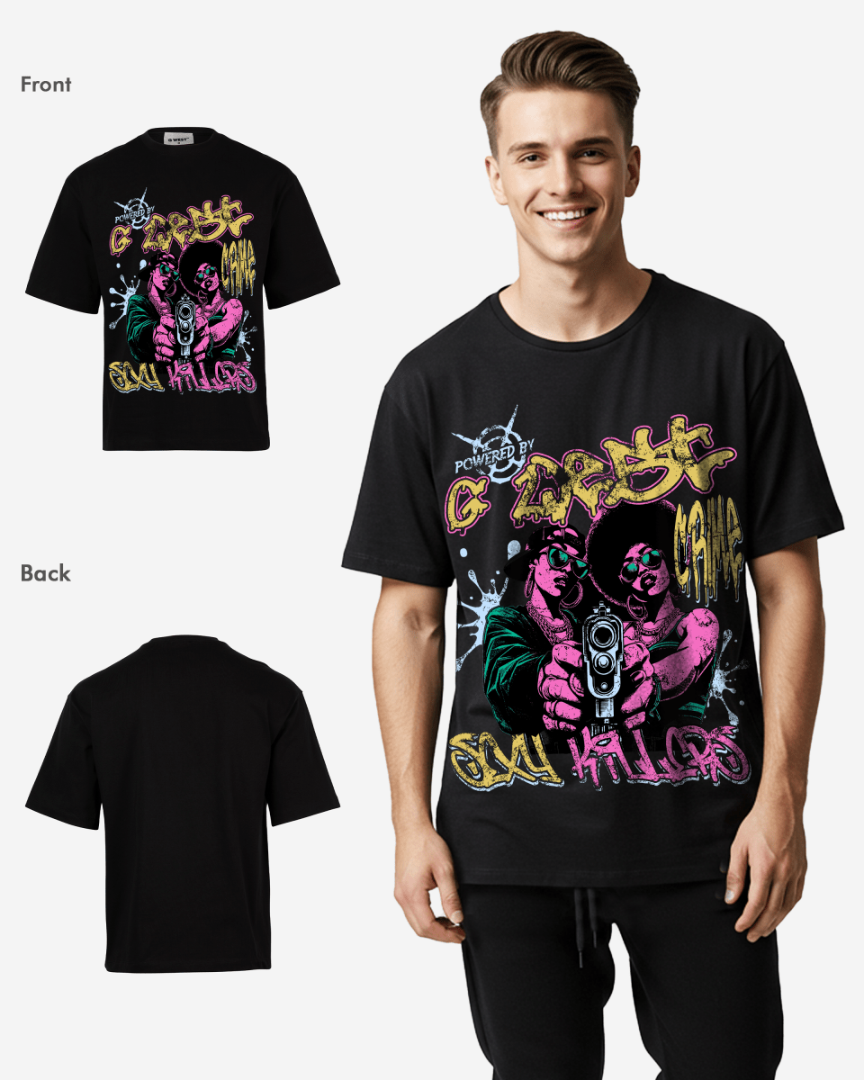 G West Rhinestone Trigger Twins Oversized Tee - G West