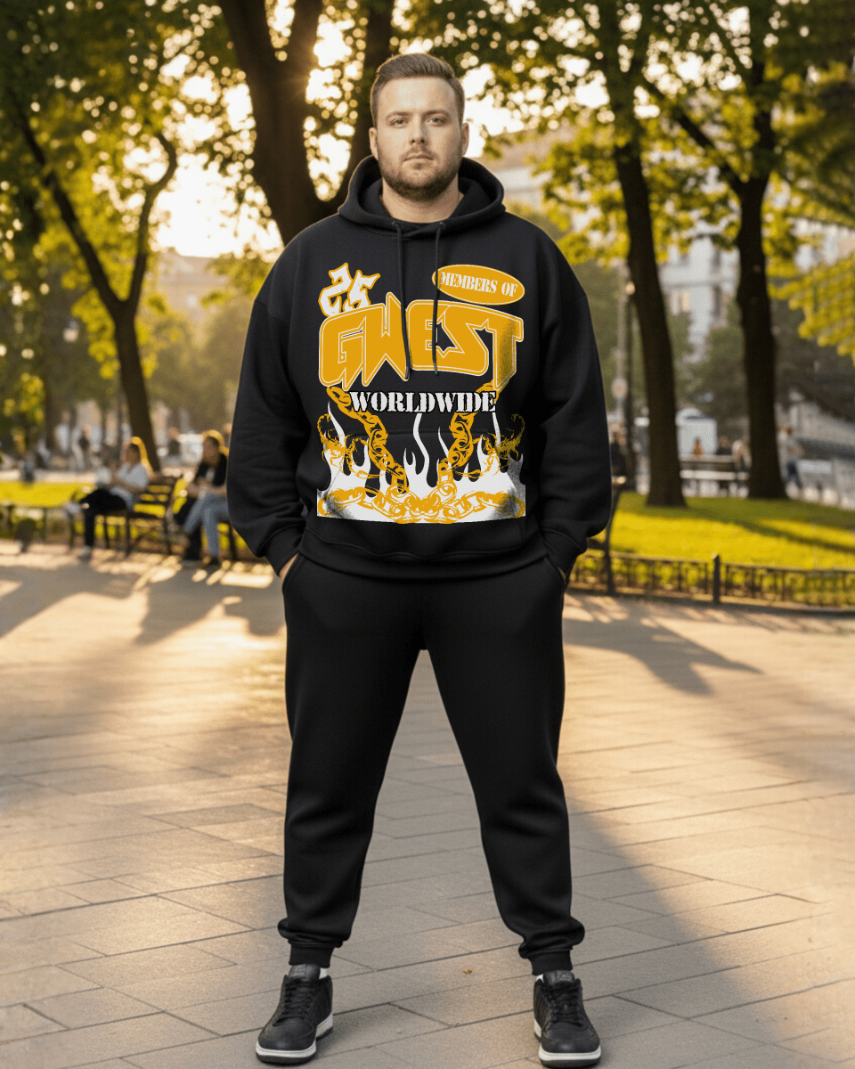 G West Rhinestone United Flames Big and tall Hoodie - G West