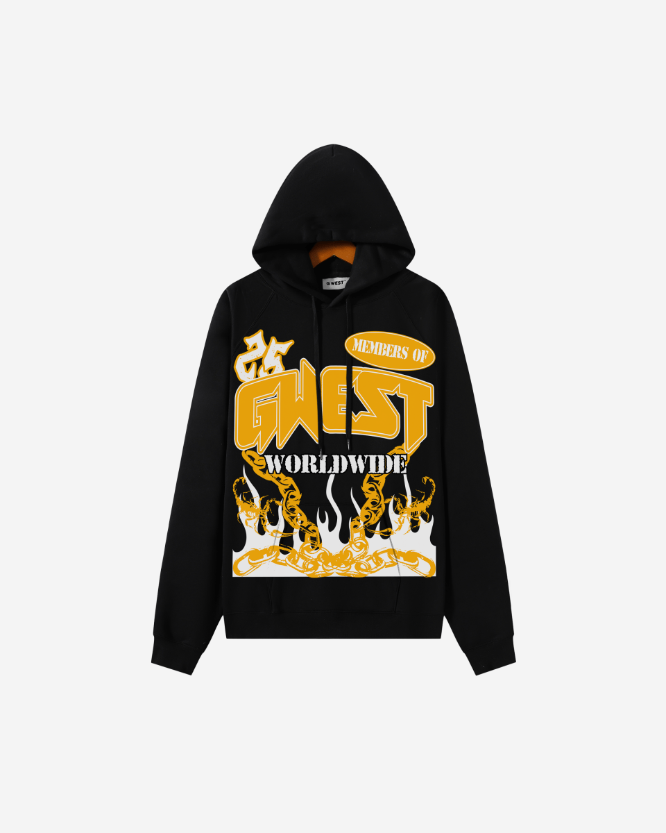 G West Rhinestone United Flames Big and tall Hoodie - G West
