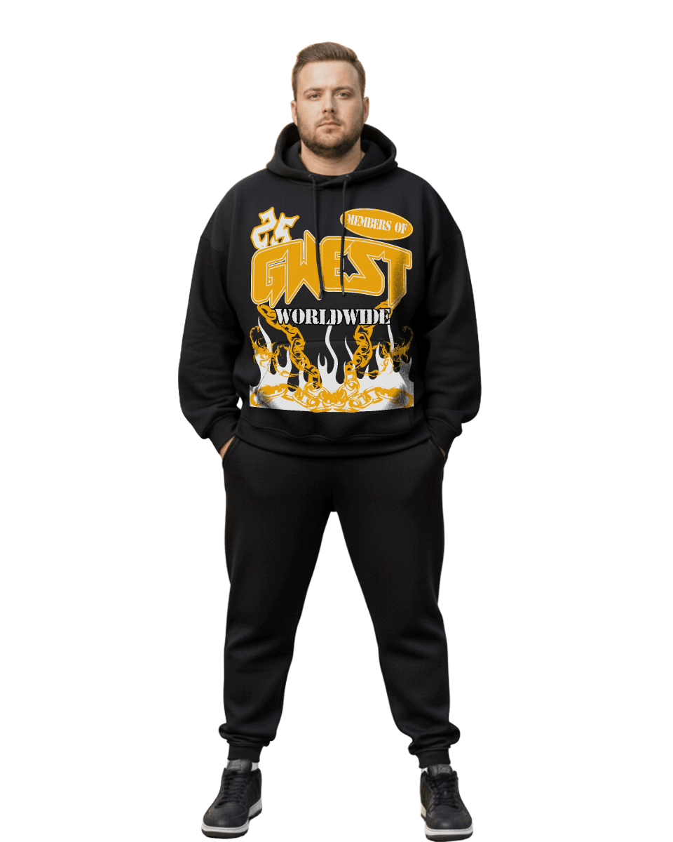 G West Rhinestone United Flames Big and tall Hoodie - G West
