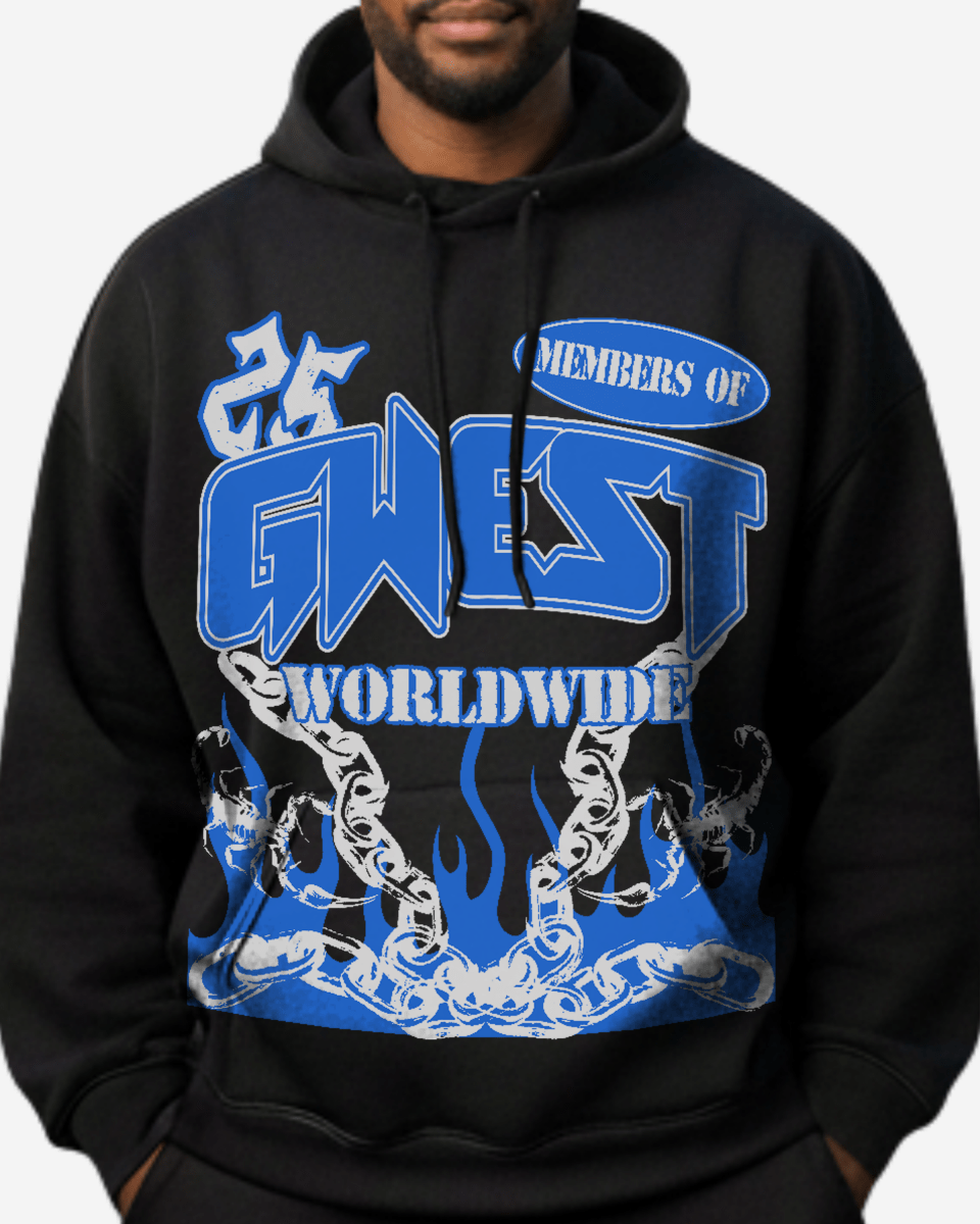 G West Rhinestone United Flames Men's Hoodie - G West