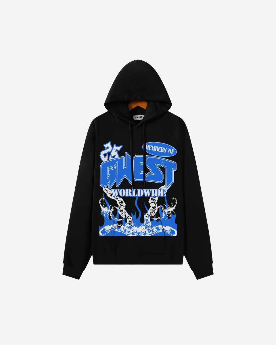 G West Rhinestone United Flames Men's Hoodie - G West