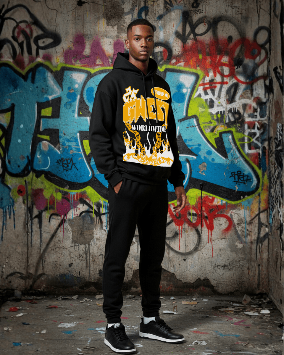 G West Rhinestone United Flames Men's Hoodie - G West