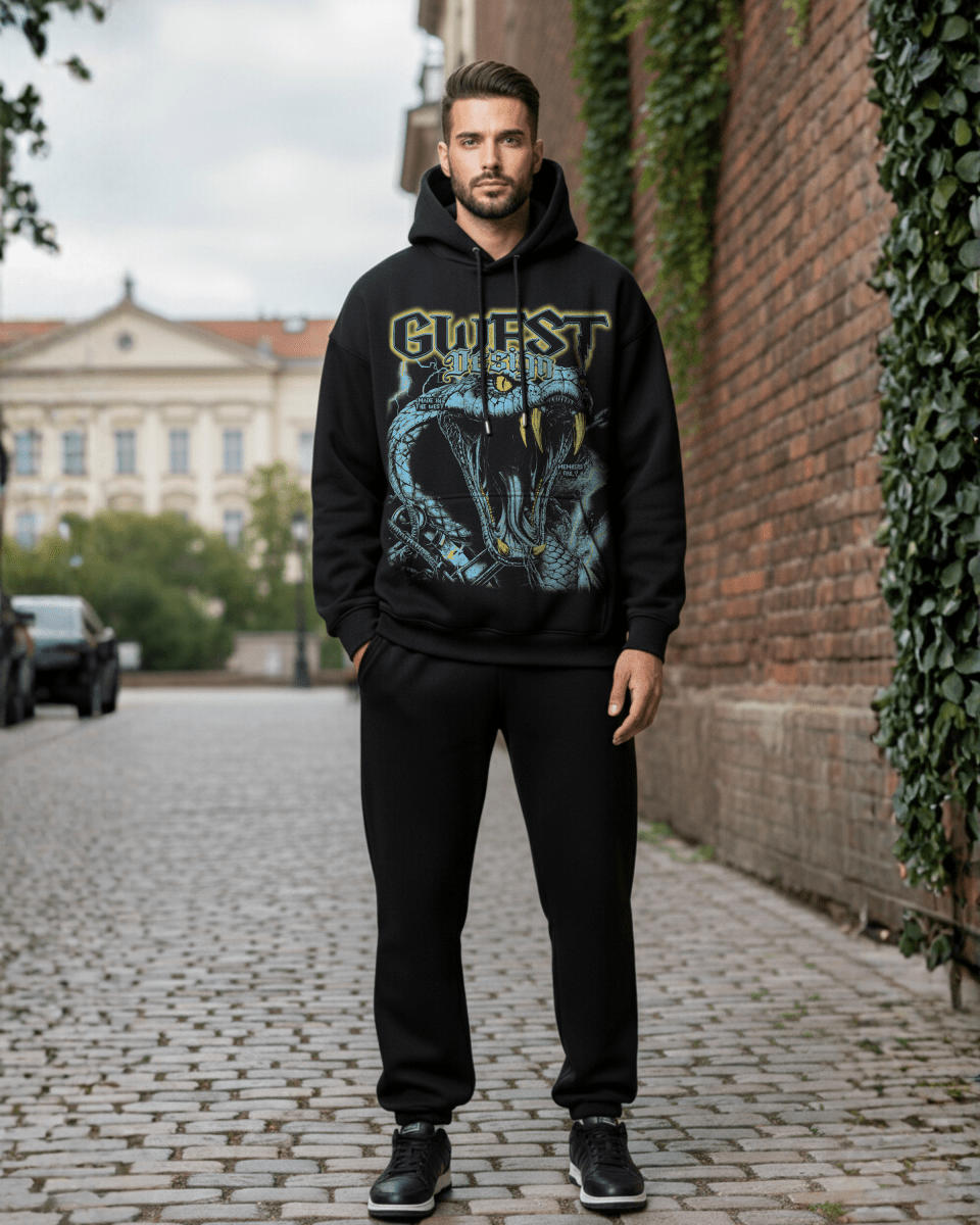G West Rhinestone Venom Strike Oversized Men's Hoodie - G West